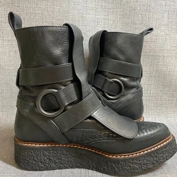 COACH Black Whipstitch High Top Creeper Women's - Picture 3 of 13